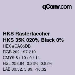 カラーコード: HKS Rasterfaecher - HKS 35K 020% Black 0% | qconv.com