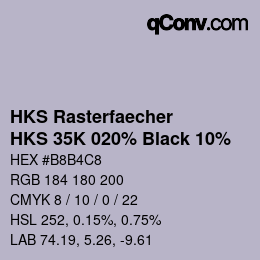 カラーコード: HKS Rasterfaecher - HKS 35K 020% Black 10% | qconv.com