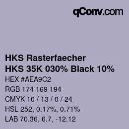 Code couleur: HKS Rasterfaecher - HKS 35K 030% Black 10% | qconv.com