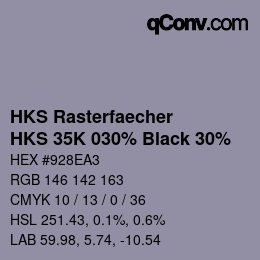 カラーコード: HKS Rasterfaecher - HKS 35K 030% Black 30% | qconv.com
