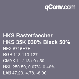 Color code: HKS Rasterfaecher - HKS 35K 030% Black 50% | qconv.com