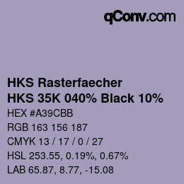 Code couleur: HKS Rasterfaecher - HKS 35K 040% Black 10% | qconv.com