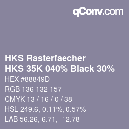 カラーコード: HKS Rasterfaecher - HKS 35K 040% Black 30% | qconv.com