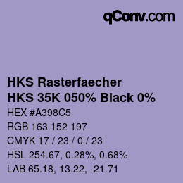 カラーコード: HKS Rasterfaecher - HKS 35K 050% Black 0% | qconv.com