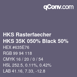 カラーコード: HKS Rasterfaecher - HKS 35K 050% Black 50% | qconv.com
