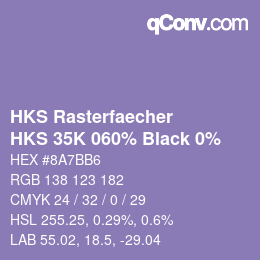 カラーコード: HKS Rasterfaecher - HKS 35K 060% Black 0% | qconv.com