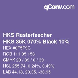 カラーコード: HKS Rasterfaecher - HKS 35K 070% Black 10% | qconv.com