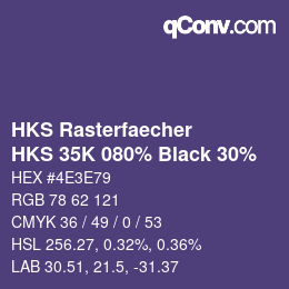 カラーコード: HKS Rasterfaecher - HKS 35K 080% Black 30% | qconv.com