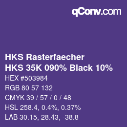 カラーコード: HKS Rasterfaecher - HKS 35K 090% Black 10% | qconv.com