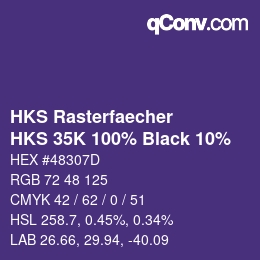 カラーコード: HKS Rasterfaecher - HKS 35K 100% Black 10% | qconv.com