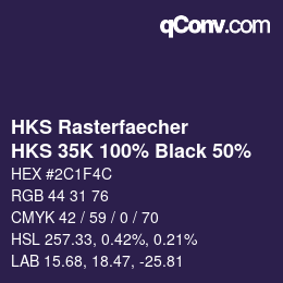 カラーコード: HKS Rasterfaecher - HKS 35K 100% Black 50% | qconv.com