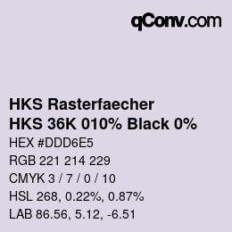 Color code: HKS Rasterfaecher - HKS 36K 010% Black 0% | qconv.com