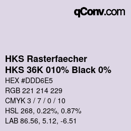カラーコード: HKS Rasterfaecher - HKS 36K 010% Black 0% | qconv.com