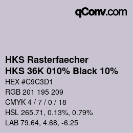 Color code: HKS Rasterfaecher - HKS 36K 010% Black 10% | qconv.com