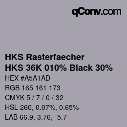 カラーコード: HKS Rasterfaecher - HKS 36K 010% Black 30% | qconv.com