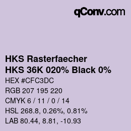 Color code: HKS Rasterfaecher - HKS 36K 020% Black 0% | qconv.com