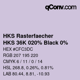 Código de color: HKS Rasterfaecher - HKS 36K 020% Black 0% | qconv.com