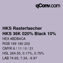 カラーコード: HKS Rasterfaecher - HKS 36K 020% Black 10% | qconv.com