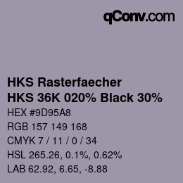 カラーコード: HKS Rasterfaecher - HKS 36K 020% Black 30% | qconv.com