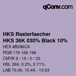Code couleur: HKS Rasterfaecher - HKS 36K 030% Black 10% | qconv.com