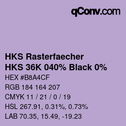 カラーコード: HKS Rasterfaecher - HKS 36K 040% Black 0% | qconv.com