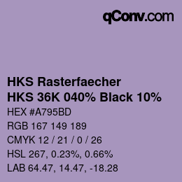 Código de color: HKS Rasterfaecher - HKS 36K 040% Black 10% | qconv.com