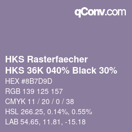 Color code: HKS Rasterfaecher - HKS 36K 040% Black 30% | qconv.com