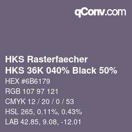 Color code: HKS Rasterfaecher - HKS 36K 040% Black 50% | qconv.com