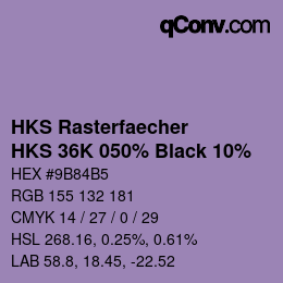 カラーコード: HKS Rasterfaecher - HKS 36K 050% Black 10% | qconv.com