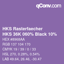 カラーコード: HKS Rasterfaecher - HKS 36K 060% Black 10% | qconv.com