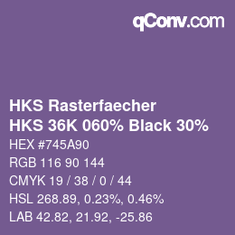 カラーコード: HKS Rasterfaecher - HKS 36K 060% Black 30% | qconv.com