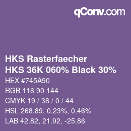 Color code: HKS Rasterfaecher - HKS 36K 060% Black 30% | qconv.com