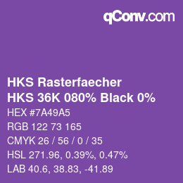 Código de color: HKS Rasterfaecher - HKS 36K 080% Black 0% | qconv.com