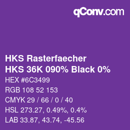 Code couleur: HKS Rasterfaecher - HKS 36K 090% Black 0% | qconv.com
