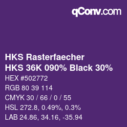 カラーコード: HKS Rasterfaecher - HKS 36K 090% Black 30% | qconv.com