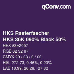 Code couleur: HKS Rasterfaecher - HKS 36K 090% Black 50% | qconv.com