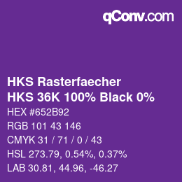 Color code: HKS Rasterfaecher - HKS 36K 100% Black 0% | qconv.com