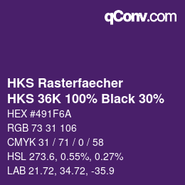 カラーコード: HKS Rasterfaecher - HKS 36K 100% Black 30% | qconv.com