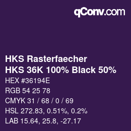 カラーコード: HKS Rasterfaecher - HKS 36K 100% Black 50% | qconv.com