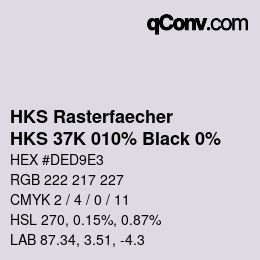 Code couleur: HKS Rasterfaecher - HKS 37K 010% Black 0% | qconv.com