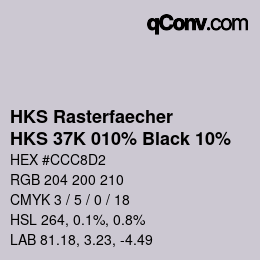 Color code: HKS Rasterfaecher - HKS 37K 010% Black 10% | qconv.com
