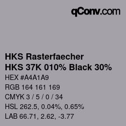Code couleur: HKS Rasterfaecher - HKS 37K 010% Black 30% | qconv.com