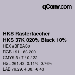 Color code: HKS Rasterfaecher - HKS 37K 020% Black 10% | qconv.com