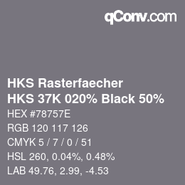 Color code: HKS Rasterfaecher - HKS 37K 020% Black 50% | qconv.com