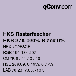 カラーコード: HKS Rasterfaecher - HKS 37K 030% Black 0% | qconv.com
