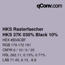 Color code: HKS Rasterfaecher - HKS 37K 030% Black 10% | qconv.com