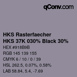 Farbcode: HKS Rasterfaecher - HKS 37K 030% Black 30% | qconv.com