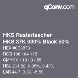 Color code: HKS Rasterfaecher - HKS 37K 030% Black 50% | qconv.com
