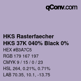 Código de color: HKS Rasterfaecher - HKS 37K 040% Black 0% | qconv.com