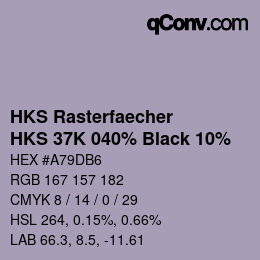 Farbcode: HKS Rasterfaecher - HKS 37K 040% Black 10% | qconv.com